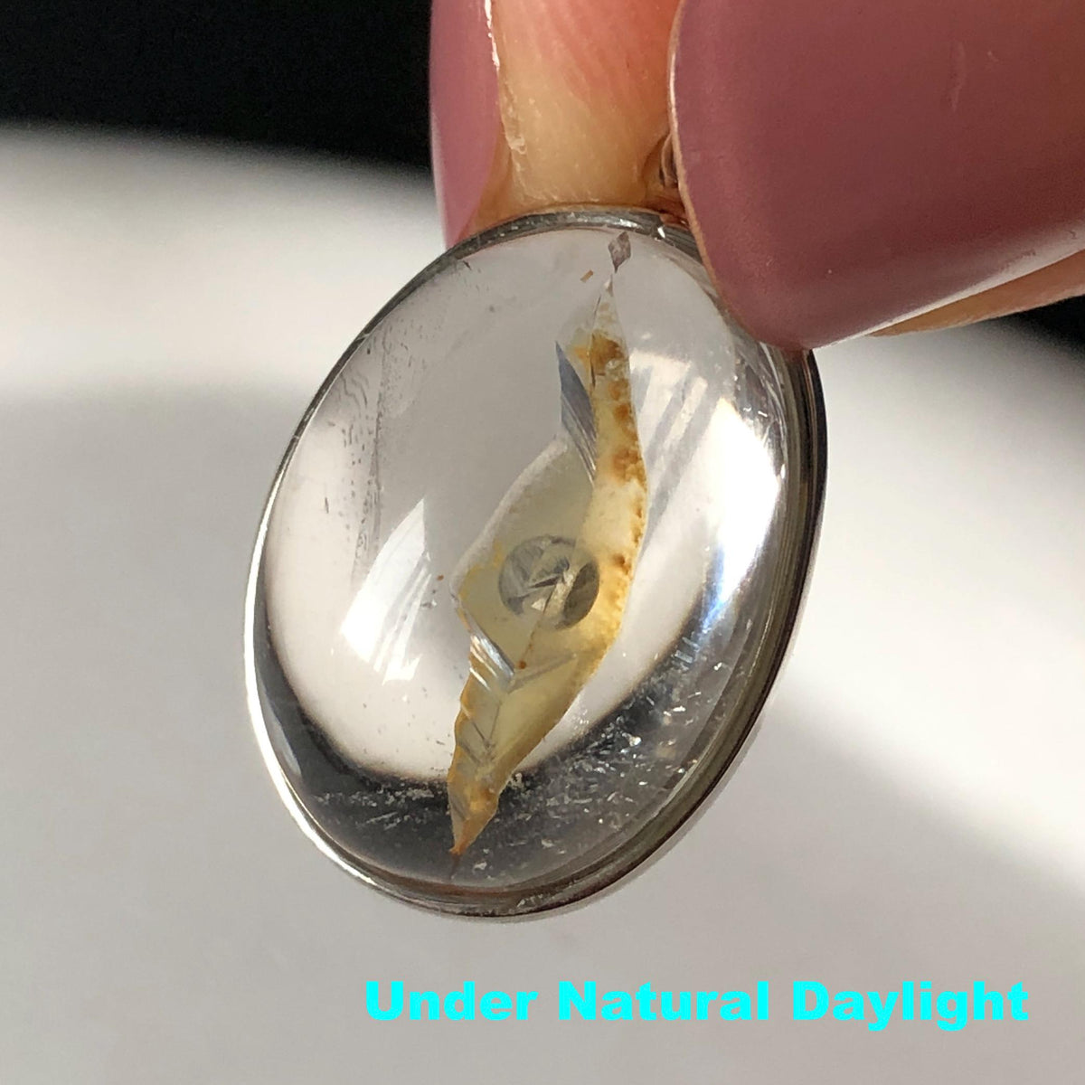 Rare! Polished Enhydro Quartz Flowing Yellow Sand with shifting bubble Inclusion Crystal Cabochon S925 Silver Pendant Adjustable Necklace | Natural Gemstone Birthstone Gift for her quicksand enhydro quartz sand water-fall choker gemstone charm polished stone pendant birthstone men necklace chakra crystal minerals specimen sterling silver wire wrapped pendant inclusion quartz yellow sand inclusion rainbow quartz bubble inclusion cabochon inclusion crystal palm stone for meditation