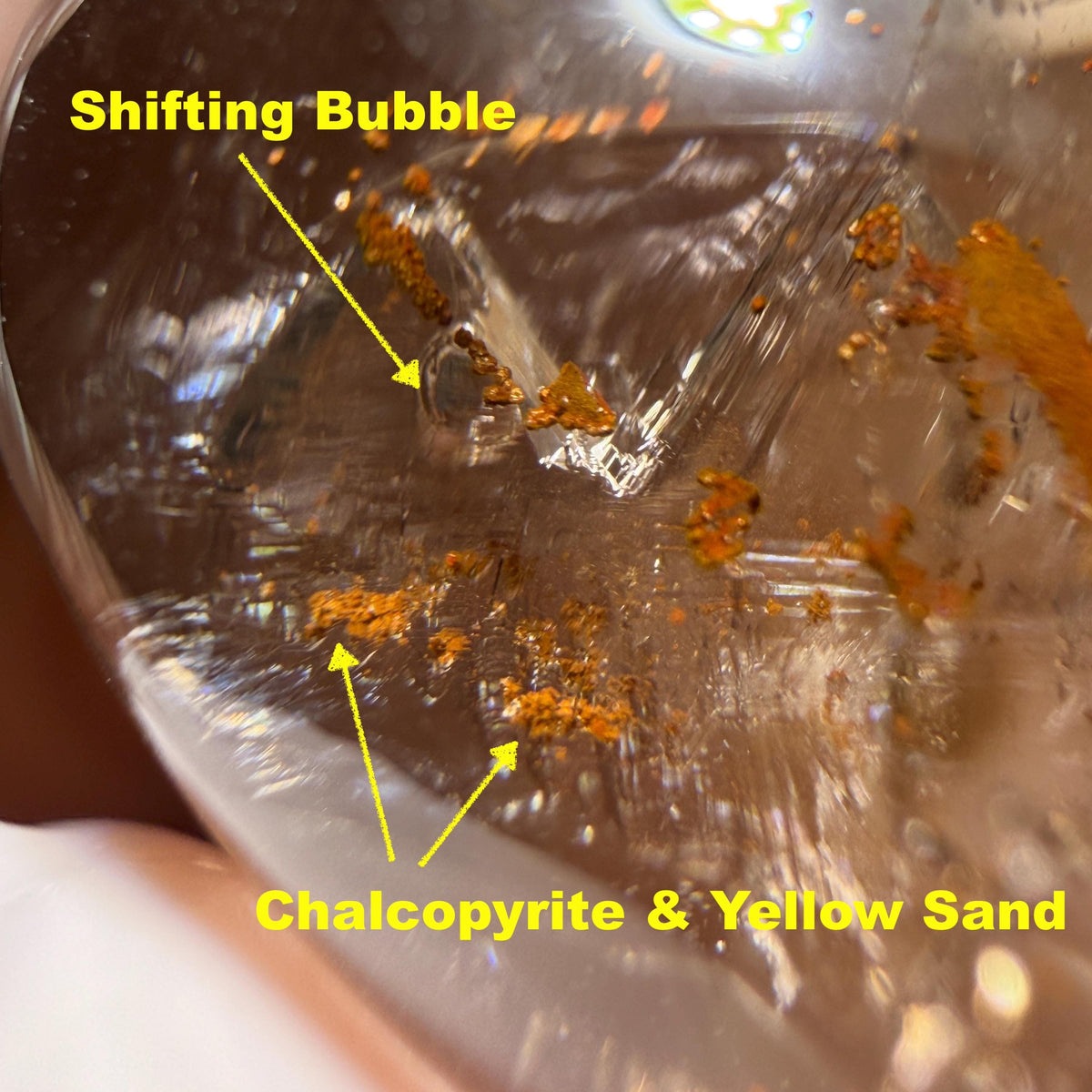 Rare! Polished Enhydro Quartz Flowing Chalcopyrite & Yellow Sand Waterfall with shifting bubble Inclusion Crystal Cabochon Pendant Necklace | Natural Gemstone Birthstone Gift for her quicksand enhydro quartz sand water-fall choker gemstone charm polished stone pendant birthstone men necklace chakra crystal minerals specimen sterling silver wire wrapped pendant inclusion quartz yellow sand inclusion rainbow quartz bubble inclusion cabochon inclusion crystal palm stone for meditation