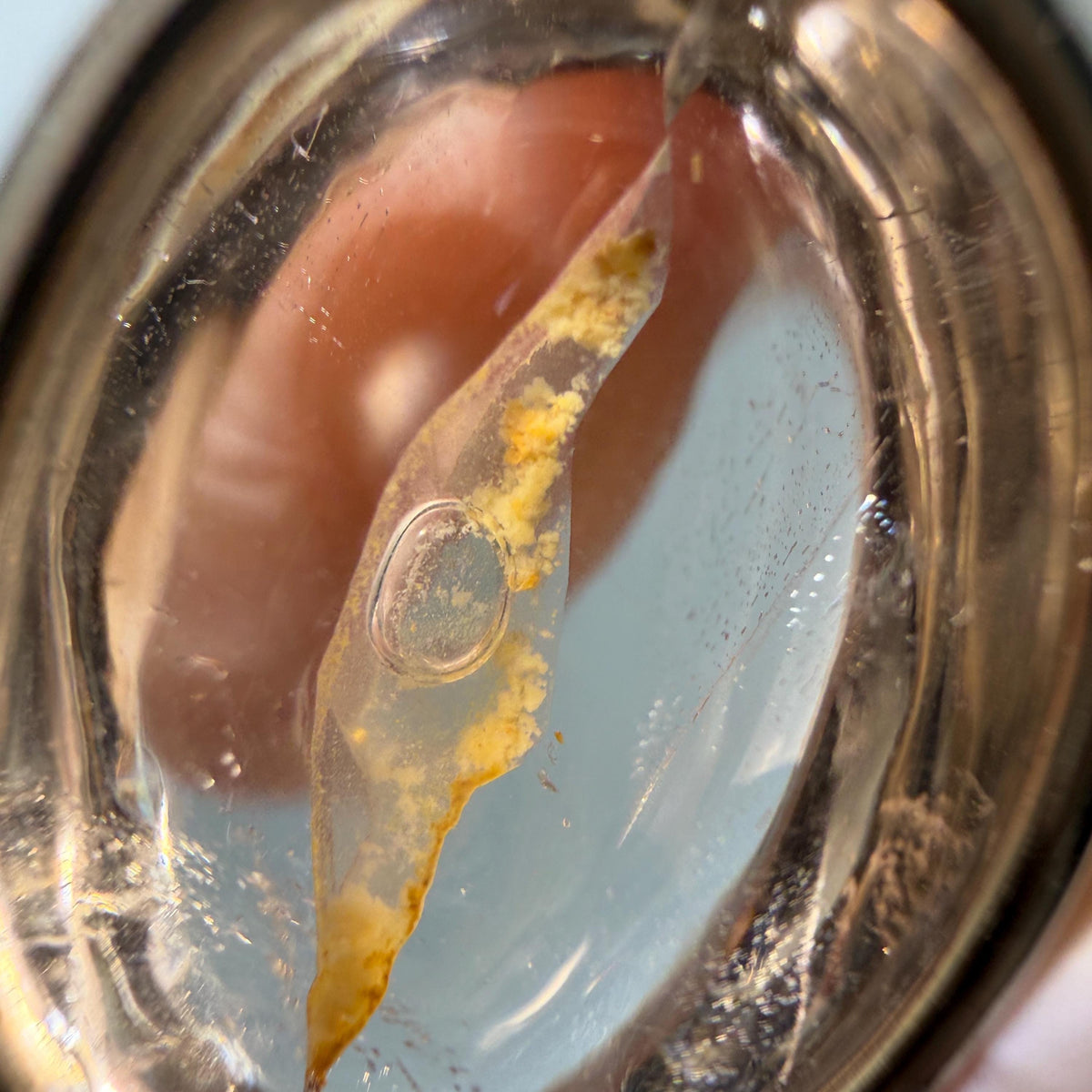 Rare! Polished Enhydro Quartz Flowing Yellow Sand with shifting bubble Inclusion Crystal Cabochon S925 Silver Pendant Adjustable Necklace | Natural Gemstone Birthstone Gift for her quicksand enhydro quartz sand water-fall choker gemstone charm polished stone pendant birthstone men necklace chakra crystal minerals specimen sterling silver wire wrapped pendant inclusion quartz yellow sand inclusion rainbow quartz bubble inclusion cabochon inclusion crystal palm stone for meditation