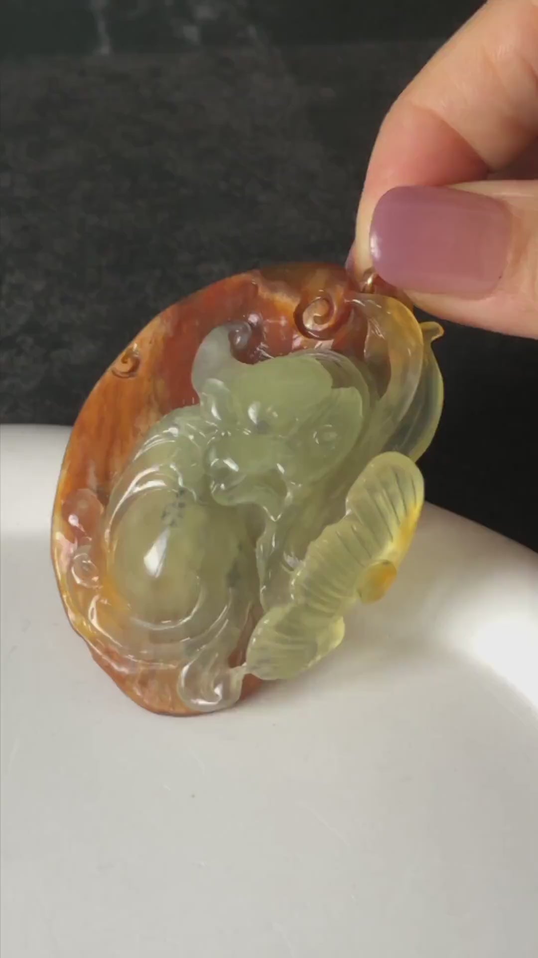 Xiu Jade Pixiu Hand Carved Pendant Adjustable Necklace: Certified Natural Serpentine Brown Yellow Jade Handcrafted Charm Abundance & Success