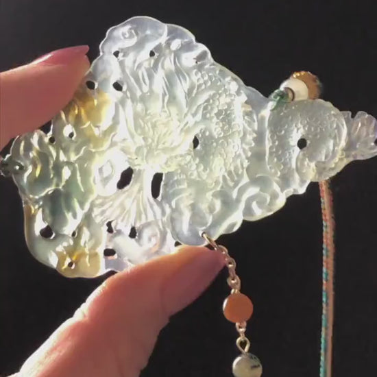 Xiu Jade Serpentine Dragon Hand Carved Pendant Adjustable Braided Necklace: Natural Bluish Green, Yellow, White Jade Handcrafted Charm