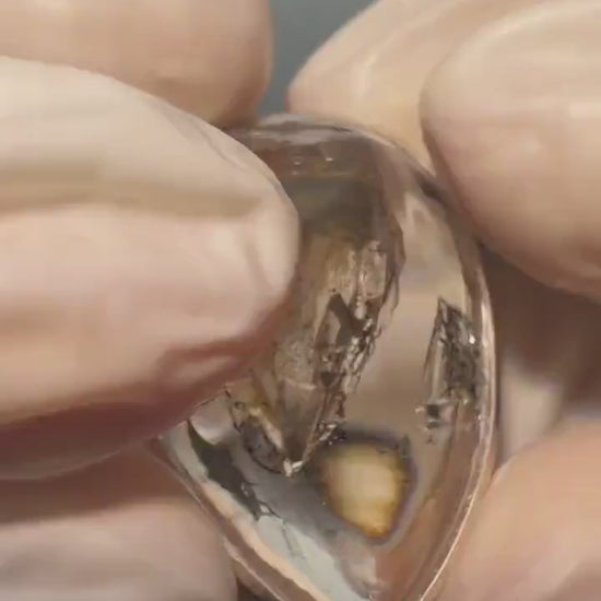 Ultra Rare! Polished Enhydro Quartz Wrapped Wire Pendant Adjustable Necklace: Moving Black & Yellow Sand with Big Bubble Inclusion Crystal