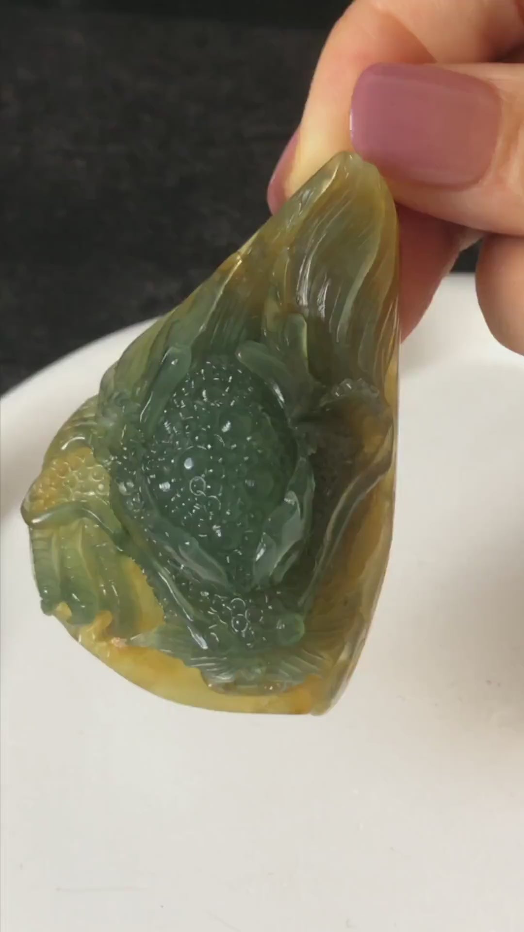 Xiu Jade Dragon Hand Carved Pendant Adjustable Necklace: Certified Natural Serpentine Yellow Green Jade Handcrafted Charm 3D stone carving